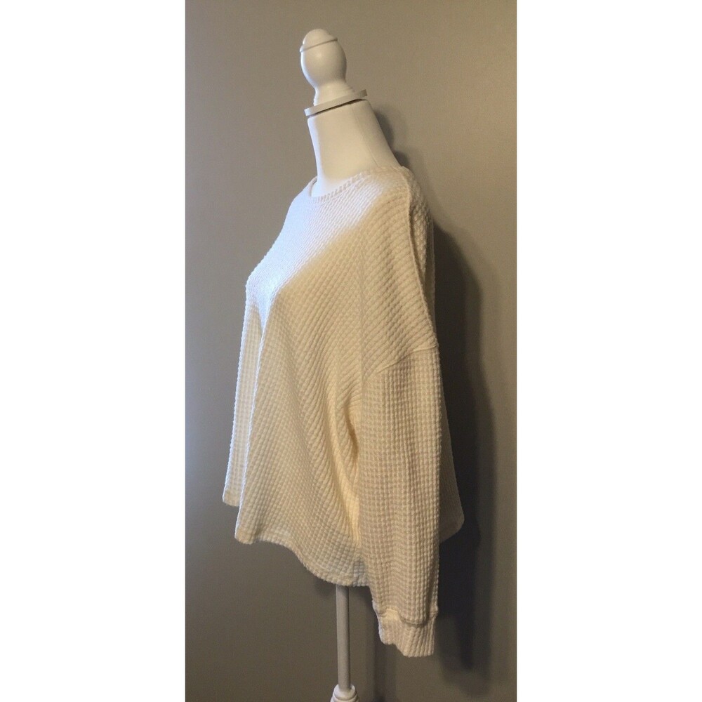 Torrid Sz 2 Creme Waffle Knit Casual Crew Pull Over Long Sleeve Womens - Picture 3 of 8